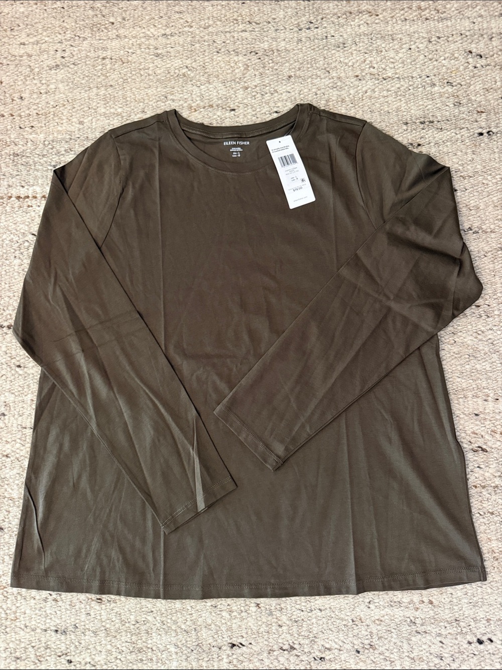 NWT Eileen Fisher Organic Pima Cotton Jersey l/s round neck tee- large - Picture 3 of 6